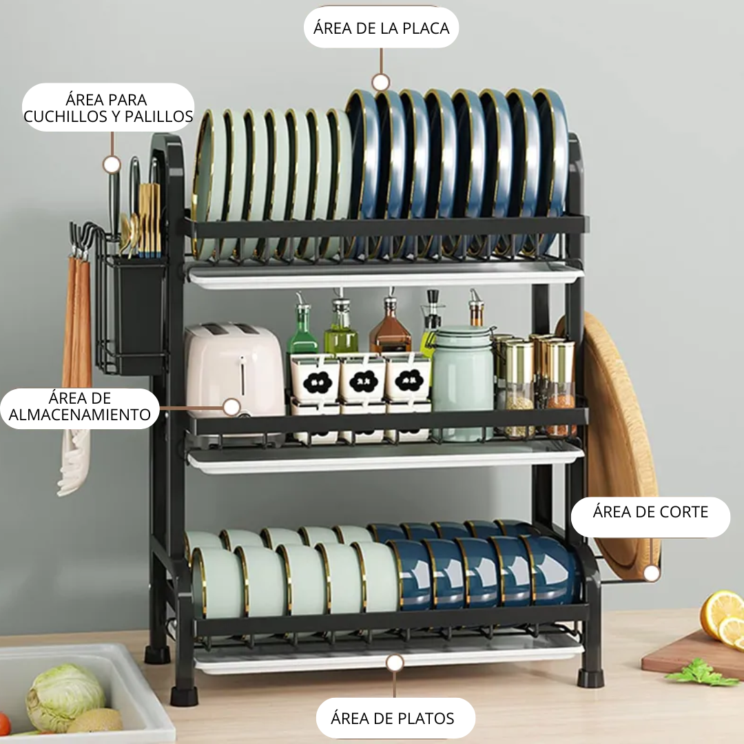 Escurridor De Platos Estante Organizador 3 Niveles